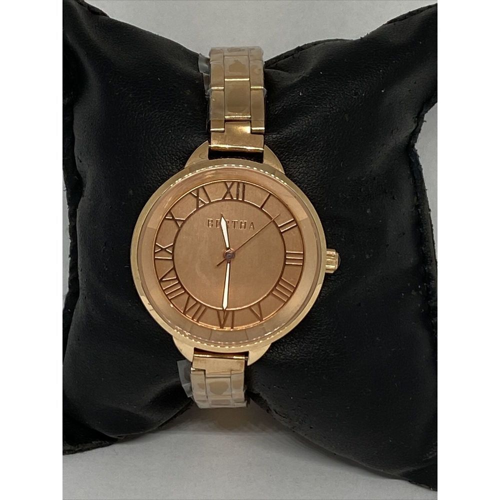 Bertha Madison BR6706 Womens Stainless Steel Analog Rose Dial Quartz Watch LJ436